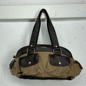 Burton Canvas and Vegan Leather Satchel Shoulder Bag Purse